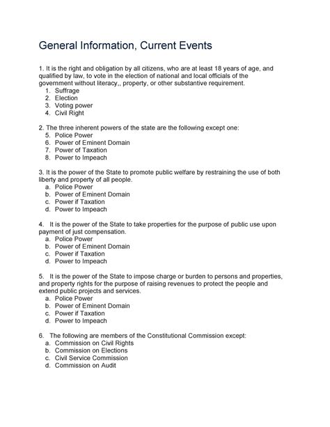 GENERAL INFORMATION & CURRENT EVENTS .
